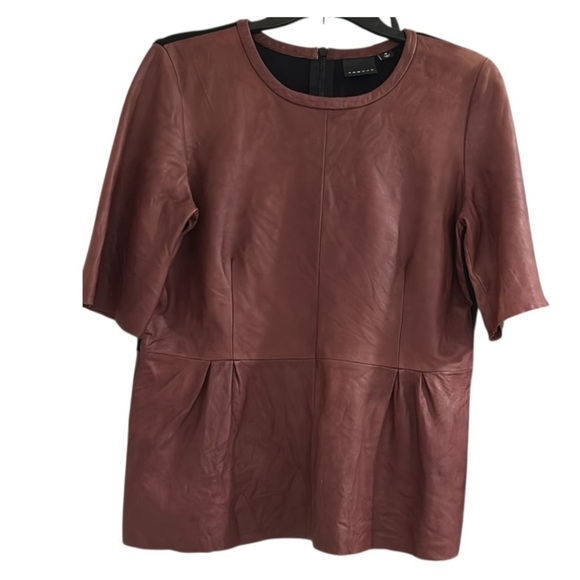 Brown Leather Blouse Size M - Picture 1 of 6